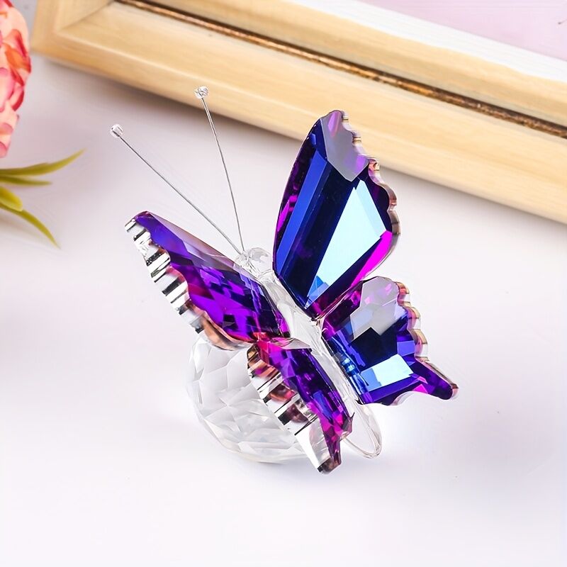 brown powder**"Crystal Wing Radiance" | 5.5cm Gradient Crystal Butterfly Sculpture — Poetry Captured in a Moment, an Eternal Gift Illuminating Space and Heart** - Image 6