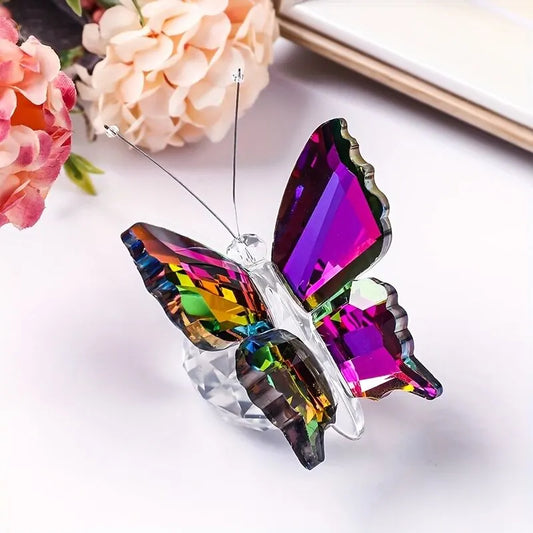 purple fantasy**"Crystal Wing Radiance" | 5.5cm Gradient Crystal Butterfly Sculpture — Poetry Captured in a Moment, an Eternal Gift Illuminating Space and Heart** - Image 2