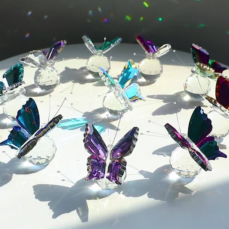 purple fantasy**"Crystal Wing Radiance" | 5.5cm Gradient Crystal Butterfly Sculpture — Poetry Captured in a Moment, an Eternal Gift Illuminating Space and Heart** - Image 7