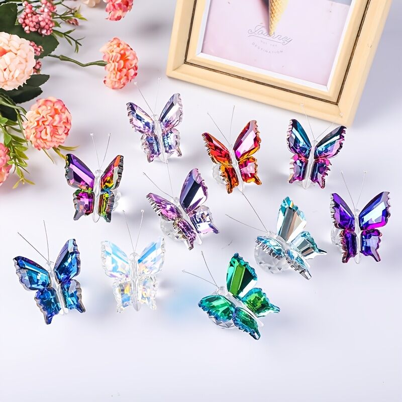 purple fantasy**"Crystal Wing Radiance" | 5.5cm Gradient Crystal Butterfly Sculpture — Poetry Captured in a Moment, an Eternal Gift Illuminating Space and Heart** - Image 8