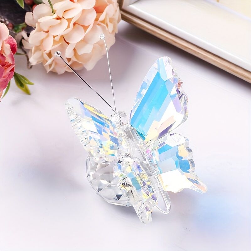 Colorful butterflies**"Crystal Wing Radiance" | 5.5cm Gradient Crystal Butterfly Sculpture — Poetry Captured in a Moment, an Eternal Gift Illuminating Space and Heart**