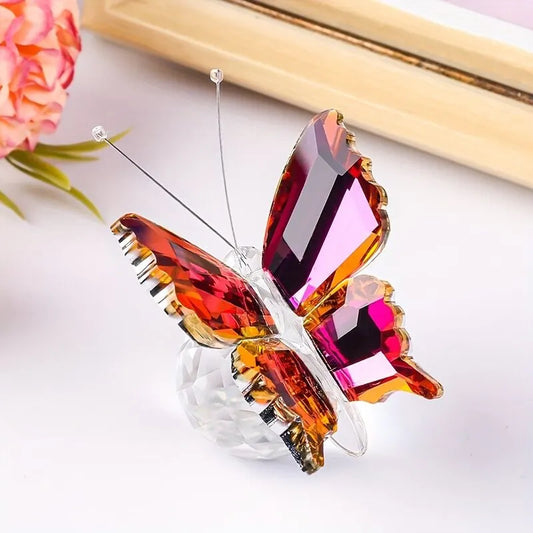 Colorful butterflies**"Crystal Wing Radiance" | 5.5cm Gradient Crystal Butterfly Sculpture — Poetry Captured in a Moment, an Eternal Gift Illuminating Space and Heart** - Image 3