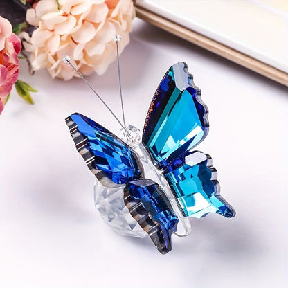 Colorful butterflies**"Crystal Wing Radiance" | 5.5cm Gradient Crystal Butterfly Sculpture — Poetry Captured in a Moment, an Eternal Gift Illuminating Space and Heart** - Image 6