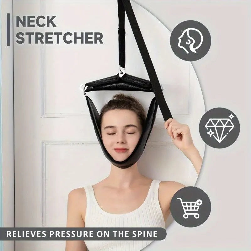 Portable neck stretcher for home use, medium tension with polyamide material, 360° rotation and 2-point connection, suitable for travel and home use to relieve neck pain - Image 2