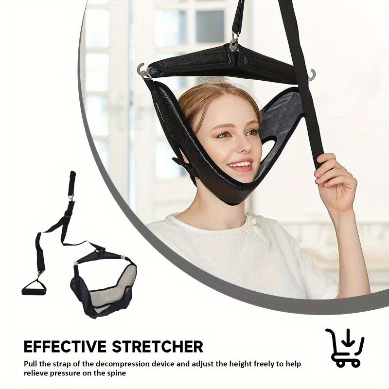 Portable neck stretcher for home use, medium tension with polyamide material, 360° rotation and 2-point connection, suitable for travel and home use to relieve neck pain - Image 4