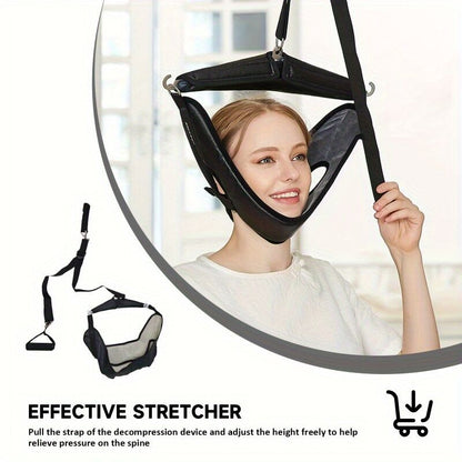 Portable neck stretcher for home use, medium tension with polyamide material, 360° rotation and 2-point connection, suitable for travel and home use to relieve neck pain - Image 4