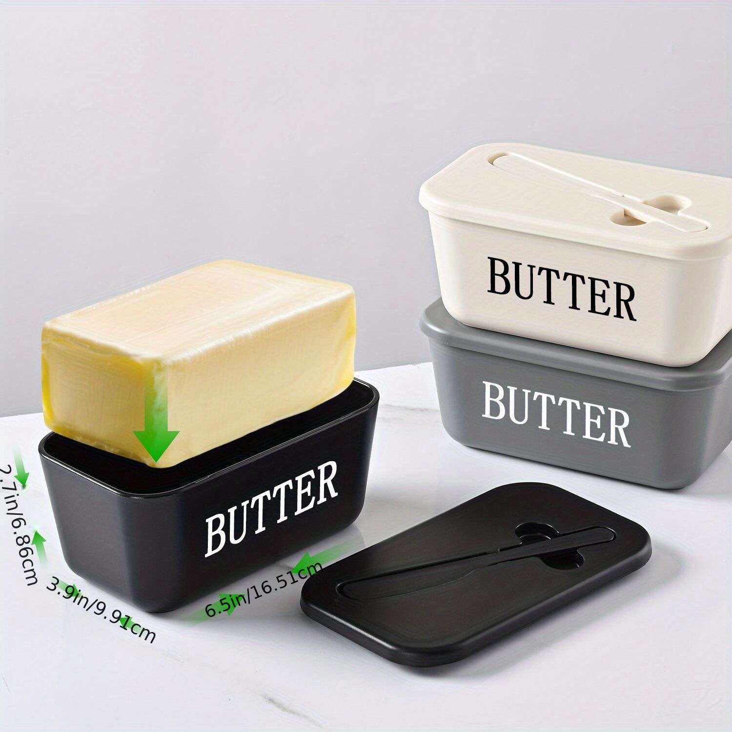 WHITE**Food-Grade PP Large Butter Keeper with Cutting Blade | Airtight, Drying-Resistant, Easy to Slice – Long-Lasting Freshness, Your Kitchen & Baking Essential Helper** - Image 2
