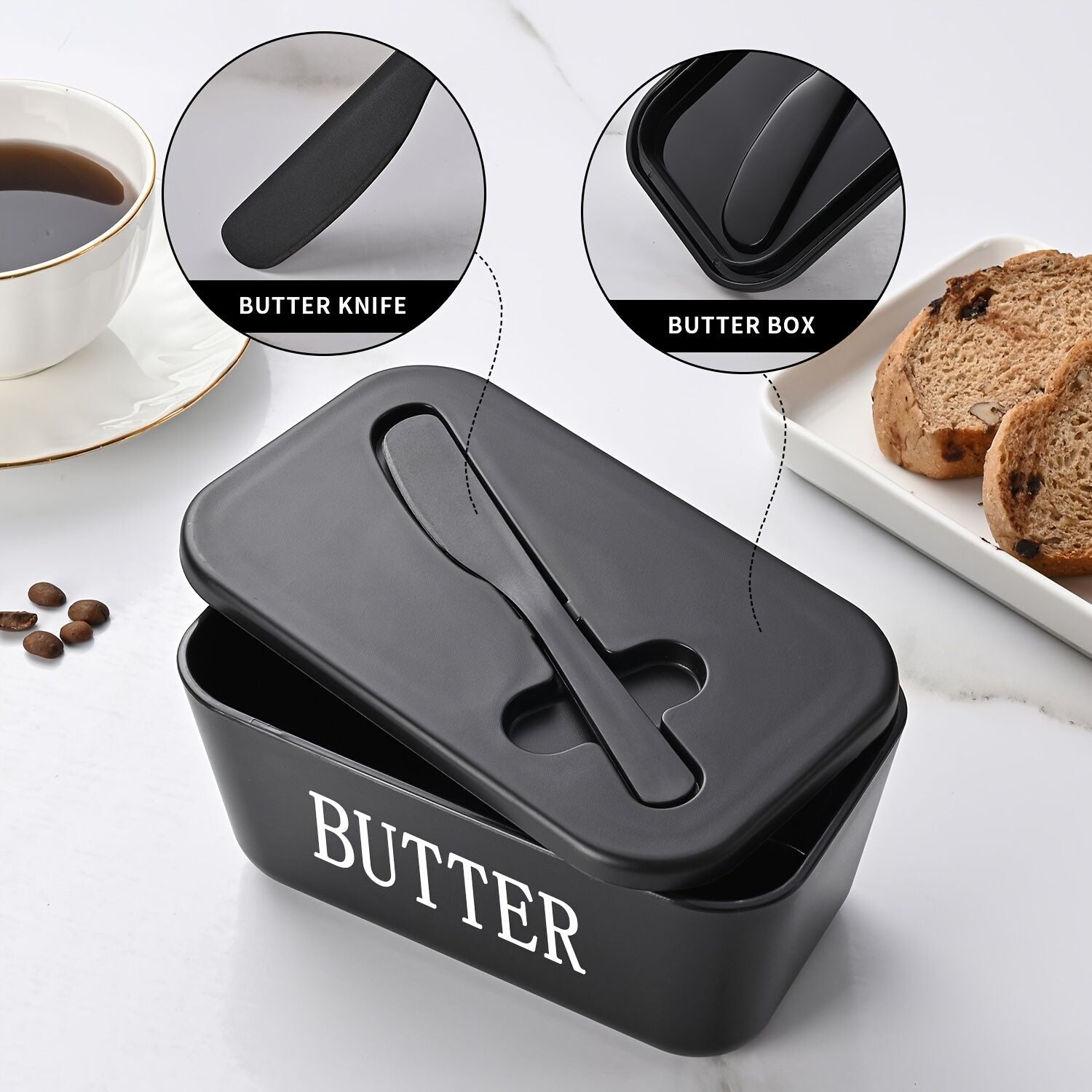 WHITE**Food-Grade PP Large Butter Keeper with Cutting Blade | Airtight, Drying-Resistant, Easy to Slice – Long-Lasting Freshness, Your Kitchen & Baking Essential Helper** - Image 3