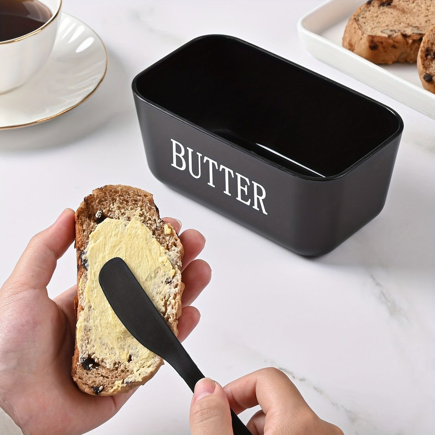 BLACK **Food-Grade PP Large Butter Keeper with Cutting Blade | Airtight, Drying-Resistant, Easy to Slice – Long-Lasting Freshness, Your Kitchen & Baking Essential Helper** - Image 8