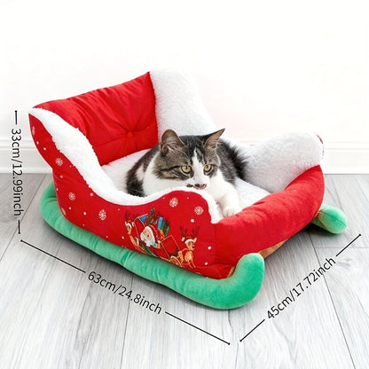 Christmas sled cat bed and dog house-winter warm pet bed, detachable and washable, without assembly, comfortable/outdoor pet sofa, suitable for cats and small dogs, snow house design. - Image 3