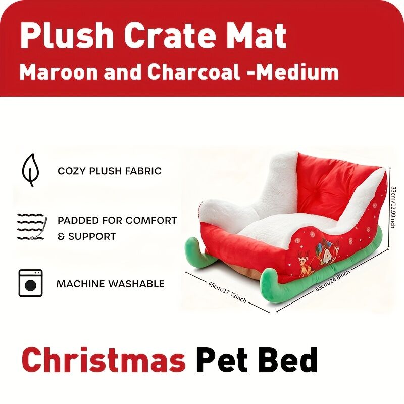 Christmas sled cat bed and dog house-winter warm pet bed, detachable and washable, without assembly, comfortable/outdoor pet sofa, suitable for cats and small dogs, snow house design. - Image 5