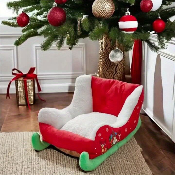 Christmas sled cat bed and dog house-winter warm pet bed, detachable and washable, without assembly, comfortable/outdoor pet sofa, suitable for cats and small dogs, snow house design. - Image 7