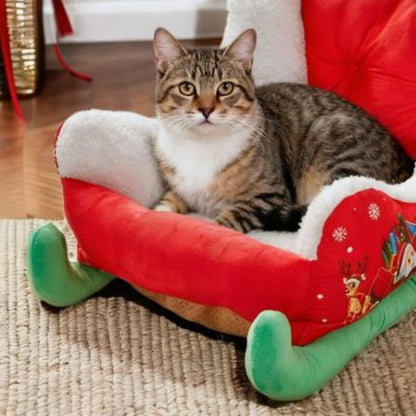 Christmas sled cat bed and dog house-winter warm pet bed, detachable and washable, without assembly, comfortable/outdoor pet sofa, suitable for cats and small dogs, snow house design. - Image 8