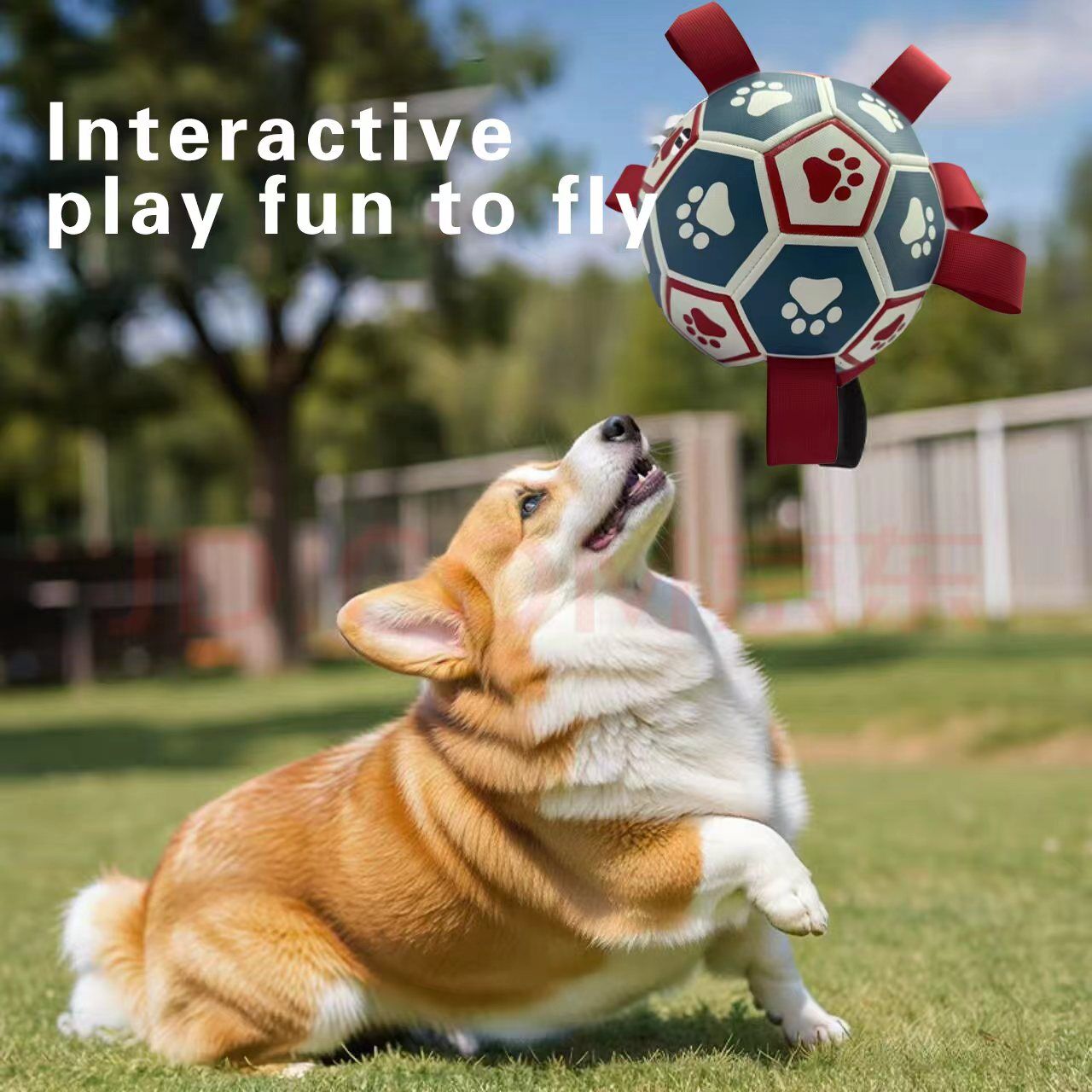 pet products Interactive dog soccer with air pump-heavy rubber tug-of-war toy, with paw print design, non-toxic blue orange ball, suitable for large/medium dogs, strong chewers, catching and training-suitable for all breeds and sizes, durable and safe - Image 3