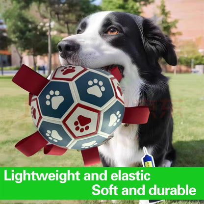 pet products Interactive dog soccer with air pump-heavy rubber tug-of-war toy, with paw print design, non-toxic blue orange ball, suitable for large/medium dogs, strong chewers, catching and training-suitable for all breeds and sizes, durable and safe - Image 4