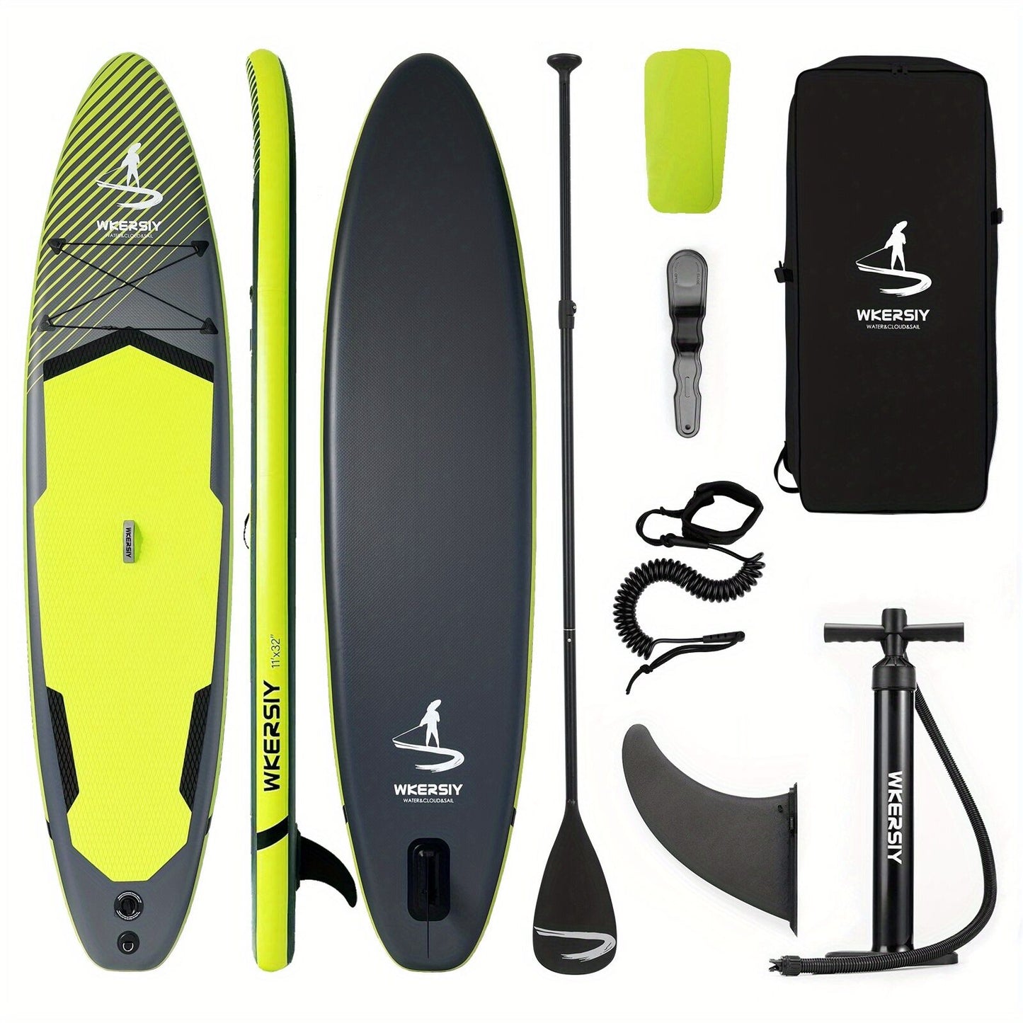 Inflatable vertical paddle set for water sports and surfing-including air pump, paddle, rope, backpack, fin box and maintenance tools. - Image 7