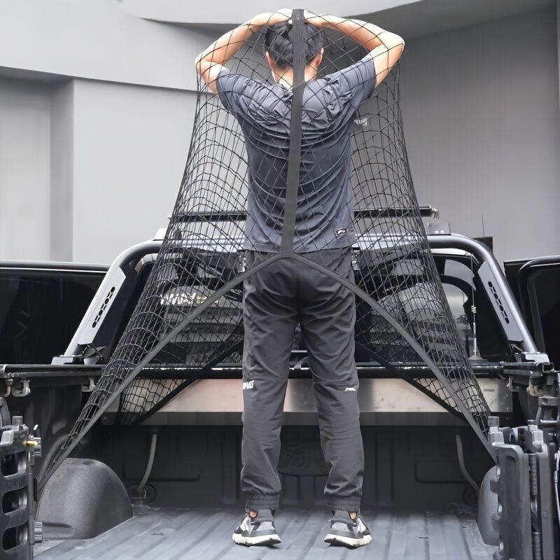 High-elasticity truck bed net, cargo net for pickup truck bed, stretchable mesh organizer for pickup truck trunk bed, suitable for daily light loads in trucks - Image 2