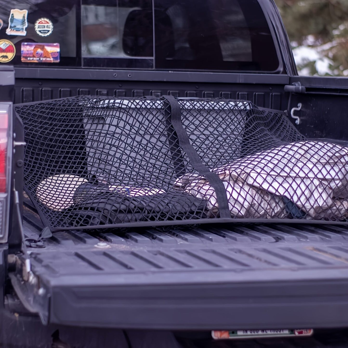 High-elasticity truck bed net, cargo net for pickup truck bed, stretchable mesh organizer for pickup truck trunk bed, suitable for daily light loads in trucks - Image 4