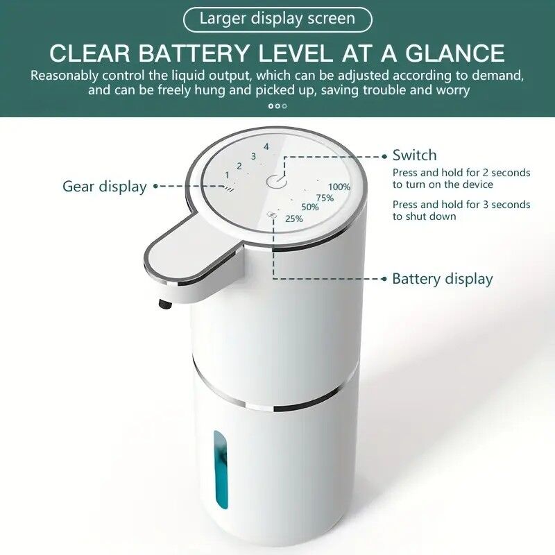 380ml touchless sensor automatic soap dispenser - wall-mounted, rechargeable lithium battery, USB charging, modern black design, suitable for bathroom and kitchen, bathroom soap dispenser | modern soap dispenser | touchless soap dispenser - Image 5