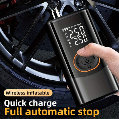 Portable air compressor for tires with digital pressure gauge, 150PSI rechargeable battery, LED light, wireless bicycle tire pump for cars, motorcycles, bicycles, etc., black - Image 8