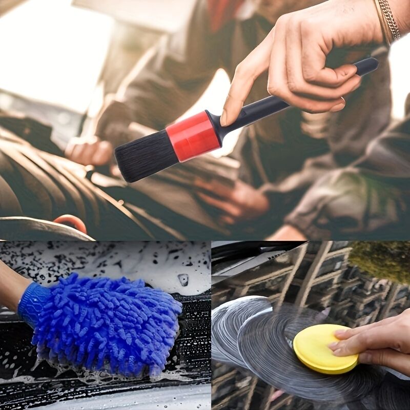 26-piece full function car detailing kit with drill brush and wheel cleaner - Heavy-duty manual and drill-powered cleaning set, color-coded brushes for paint restoration, glass, metal, plastic surfaces - Car washing, polishing, protection - Suitable for h - Image 3