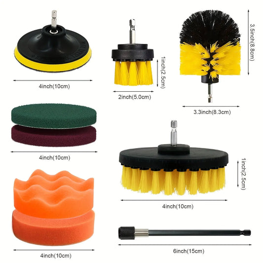 26-piece full function car detailing kit with drill brush and wheel cleaner - Heavy-duty manual and drill-powered cleaning set, color-coded brushes for paint restoration, glass, metal, plastic surfaces - Car washing, polishing, protection - Suitable for h - Image 4