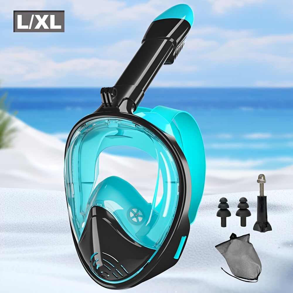 S/M  Full-face silicone snorkeling mask, full-dry panoramic snorkeling mirror, camera bracket, large frame anti-leakage and anti-fog swimming mirror set for adults. - Image 2