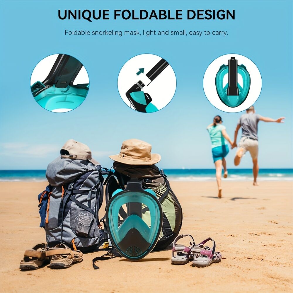 S/M  Full-face silicone snorkeling mask, full-dry panoramic snorkeling mirror, camera bracket, large frame anti-leakage and anti-fog swimming mirror set for adults. - Image 5