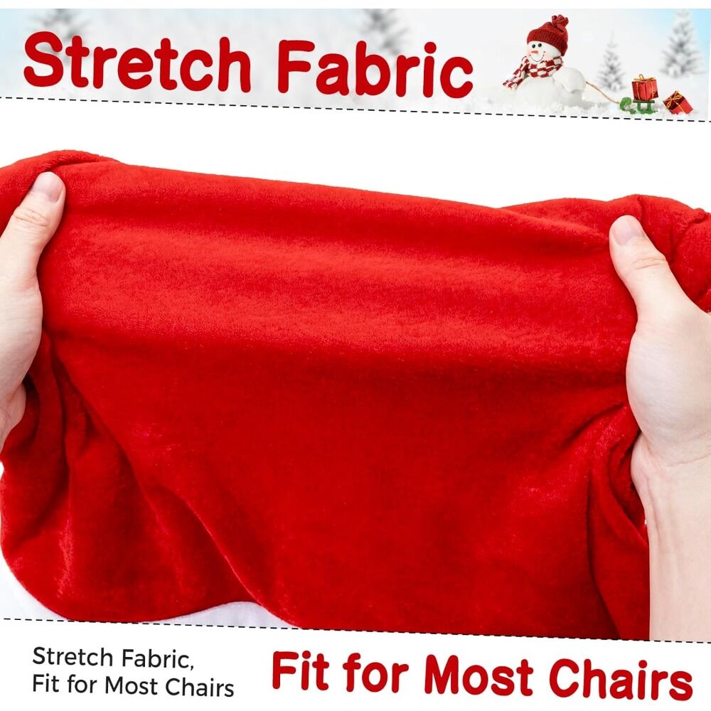 16-piece Christmas chair set-holiday red Christmas hat pattern, suitable for holiday dinners and party decorations, including 8 chair sets and 8 tableware sets, reusable, durable fabric, suitable for Christmas, New Year, Valentine's Day and party activiti - Image 7