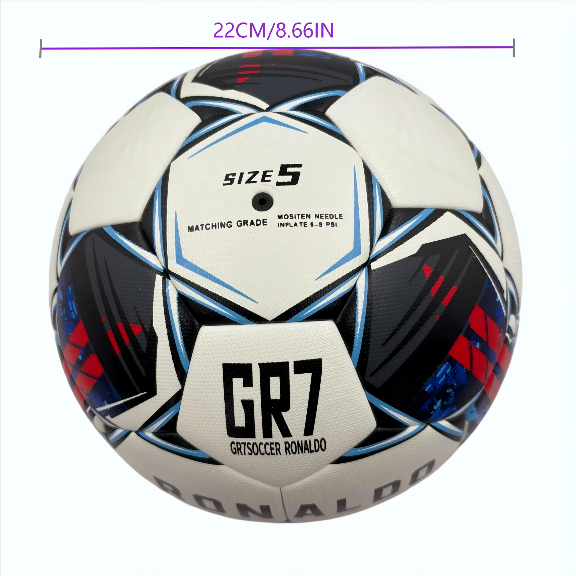 A black, red and blue graffiti football, made of PU, containing a pump+air needle+net bag, a gift for Christmas Boxing Day,soccer - Image 3