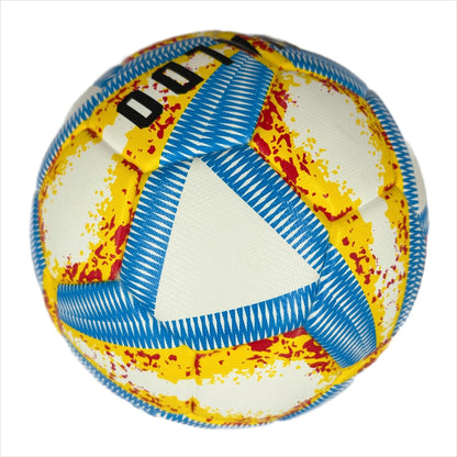 A yellow, blue and red football with color matching size5, PU fitting material, Christmas Boxing Day gift, including pump+air needle+net bag set,soccer - Image 2