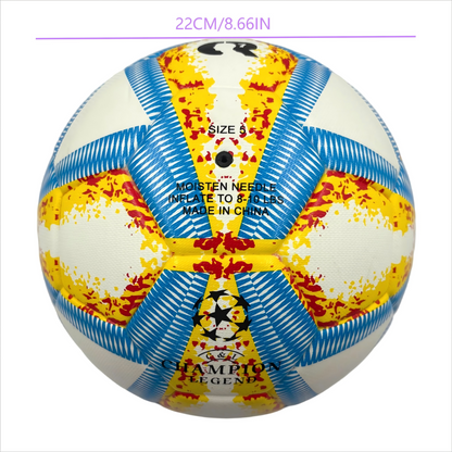 A yellow, blue and red football with color matching size5, PU fitting material, Christmas Boxing Day gift, including pump+air needle+net bag set,soccer - Image 3