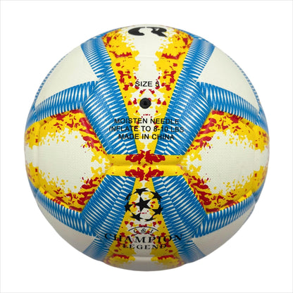 A yellow, blue and red football with color matching size5, PU fitting material, Christmas Boxing Day gift, including pump+air needle+net bag set,soccer - Image 5