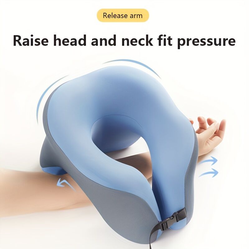 Ergonomic U-shaped core pillow for napping – Lightweight, dry clean only, synthetic fiber cover – Ideal for office, travel, camping, and home use – Supports stomach, back, or side sleepers. Office nap pillow | Ergonomic design | Pillow, sleeping pillow - Image 2