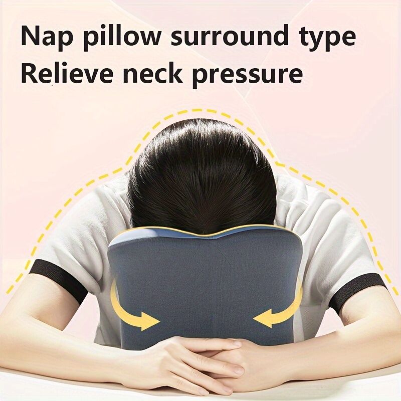 Ergonomic U-shaped core pillow for napping – Lightweight, dry clean only, synthetic fiber cover – Ideal for office, travel, camping, and home use – Supports stomach, back, or side sleepers. Office nap pillow | Ergonomic design | Pillow, sleeping pillow - Image 4