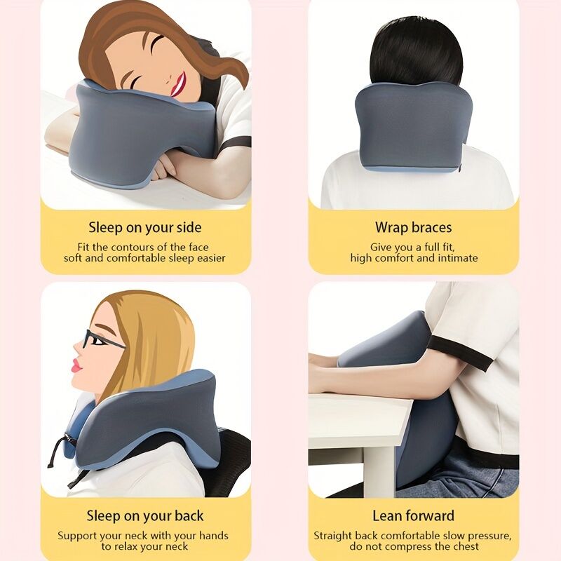 Ergonomic U-shaped core pillow for napping – Lightweight, dry clean only, synthetic fiber cover – Ideal for office, travel, camping, and home use – Supports stomach, back, or side sleepers. Office nap pillow | Ergonomic design | Pillow, sleeping pillow - Image 6