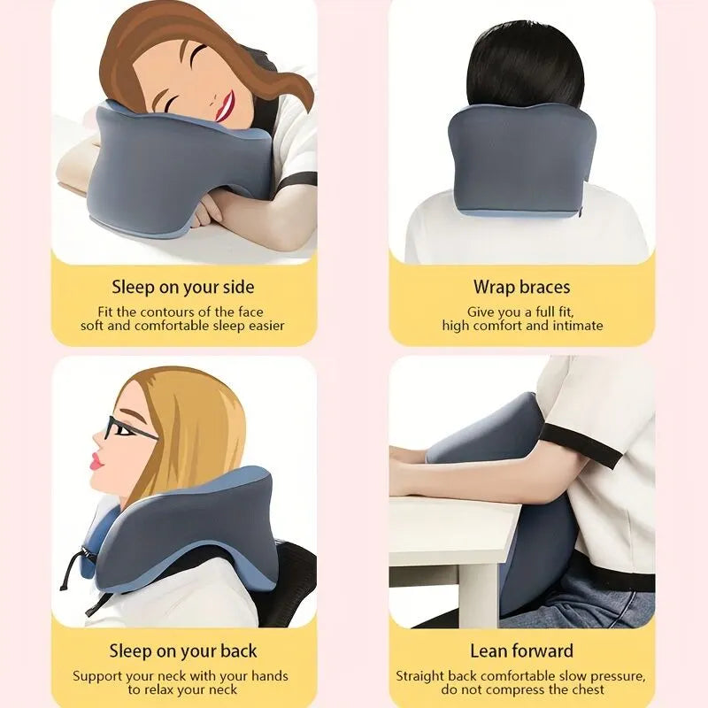 Ergonomic U-shaped core pillow for napping – Lightweight, dry clean only, synthetic fiber cover – Ideal for office, travel, camping, and home use – Supports stomach, back, or side sleepers. Office nap pillow | Ergonomic design | Pillow, sleeping pillow - Image 6