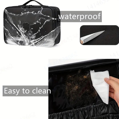 **Large Waterproof Makeup Organizer: Adjustable Dividers, Detachable Brush Holder, Multi-Compartment Design, Portable & Moisture-Resistant, Professional Cosmetic Storage Case** - Image 3