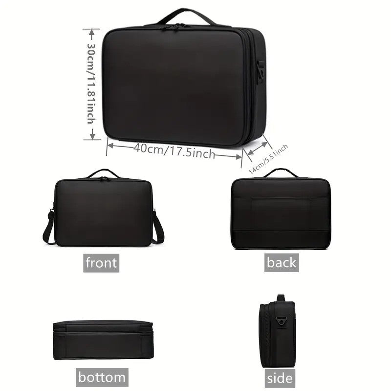 **Large Waterproof Makeup Organizer: Adjustable Dividers, Detachable Brush Holder, Multi-Compartment Design, Portable & Moisture-Resistant, Professional Cosmetic Storage Case** - Image 4