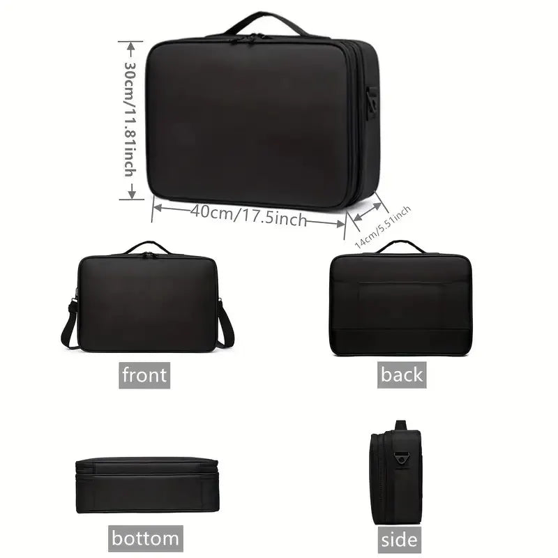 **Large Waterproof Makeup Organizer: Adjustable Dividers, Detachable Brush Holder, Multi-Compartment Design, Portable & Moisture-Resistant, Professional Cosmetic Storage Case** - Image 4