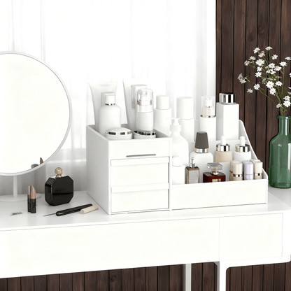 White Multi-Compartment Large-Capacity Desktop Storage Box Keeps vanity tables and desks neat and organized—lipsticks, masks, makeup brushes all stored in one box. Easy access, seamlessly fits into various settings. - Image 3