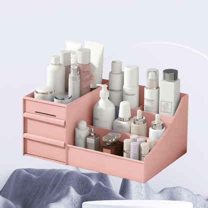 White Multi-Compartment Large-Capacity Desktop Storage Box Keeps vanity tables and desks neat and organized—lipsticks, masks, makeup brushes all stored in one box. Easy access, seamlessly fits into various settings. - Image 9
