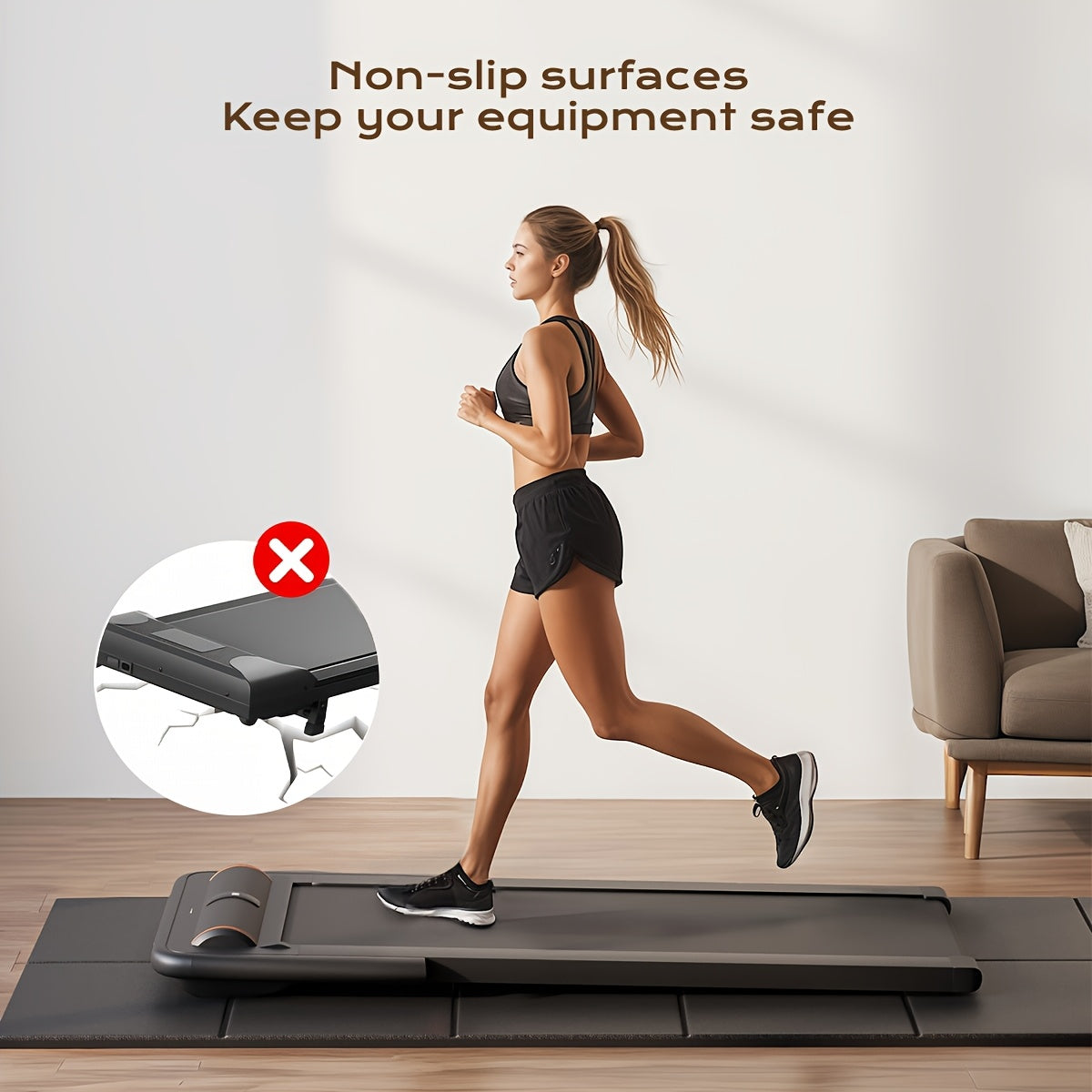 Thickened Foldable Fitness Mat｜Anti-Slip Home Exercise Mat for Treadmill and Yoga, Multi-Functional Silent Floor Protector - Image 4