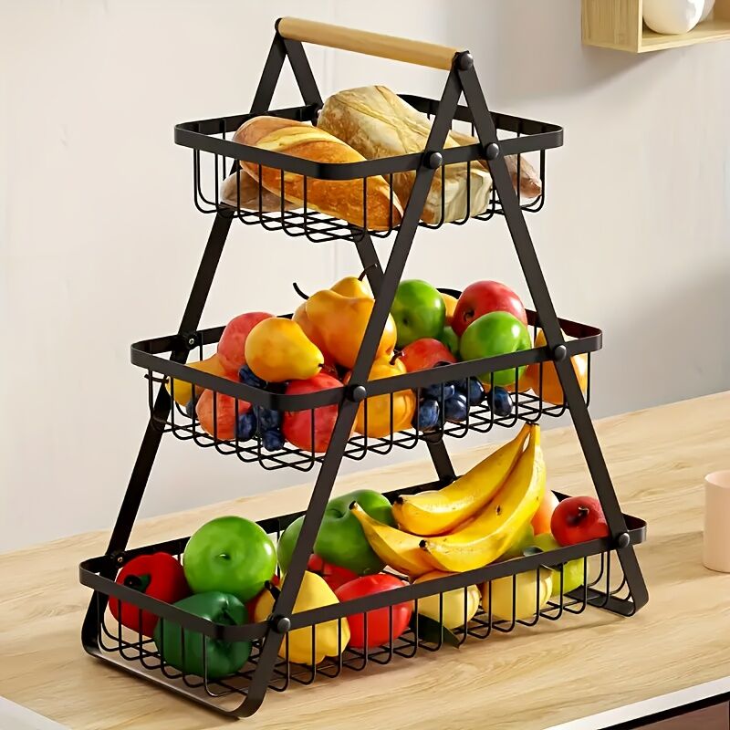 Heavy-Duty Metal Fruit Storage Basket (2-Layer Removable Divider) – Space-Saving Organizer for Kitchen, Refrigerator, Pantry & Dining Table – Sturdy Rectangular Design, Modern Kitchenware | Durable Structure - Image 7