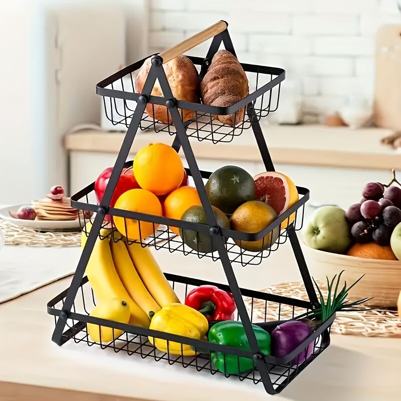 Heavy-Duty Metal Fruit Storage Basket (2-Layer Removable Divider) – Space-Saving Organizer for Kitchen, Refrigerator, Pantry & Dining Table – Sturdy Rectangular Design, Modern Kitchenware | Durable Structure - Image 8