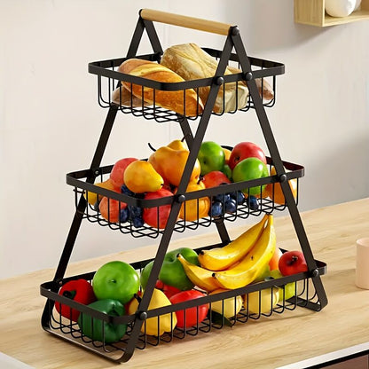 Heavy-Duty Metal Fruit Storage Basket (3-Layer Removable Divider) – Space-Saving Organizer for Kitchen, Refrigerator, Pantry & Dining Table – Sturdy Rectangular Design, Modern Kitchenware | Durable Structure - Image 3