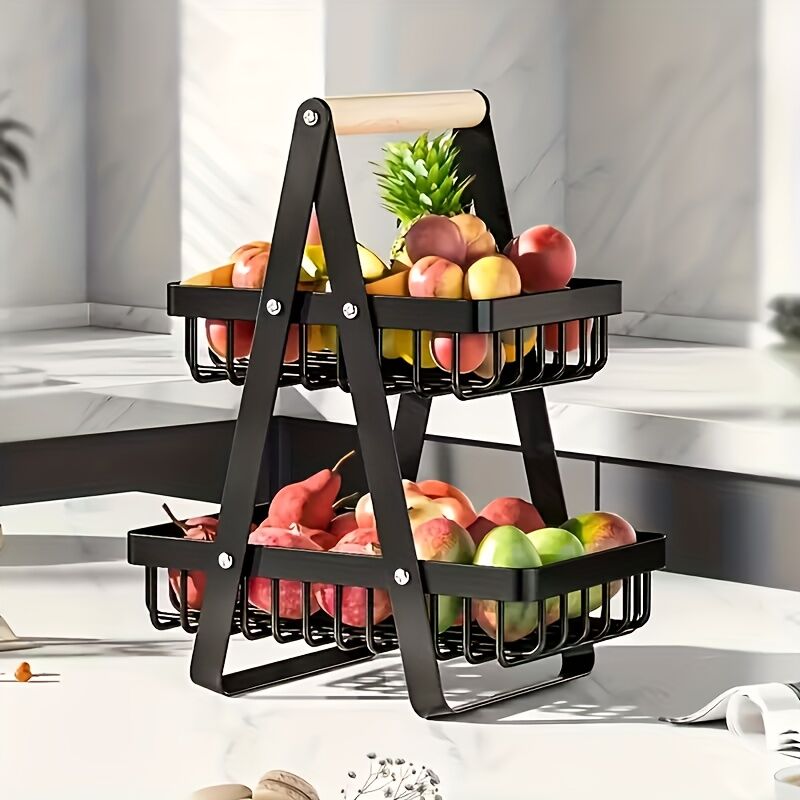 Heavy-Duty Metal Fruit Storage Basket (3-Layer Removable Divider) – Space-Saving Organizer for Kitchen, Refrigerator, Pantry & Dining Table – Sturdy Rectangular Design, Modern Kitchenware | Durable Structure - Image 8