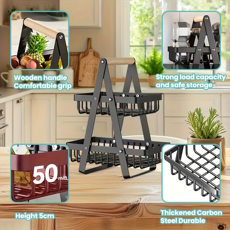 Heavy-Duty Metal Fruit Storage Basket (3-Layer Removable Divider) – Space-Saving Organizer for Kitchen, Refrigerator, Pantry & Dining Table – Sturdy Rectangular Design, Modern Kitchenware | Durable Structure - Image 9