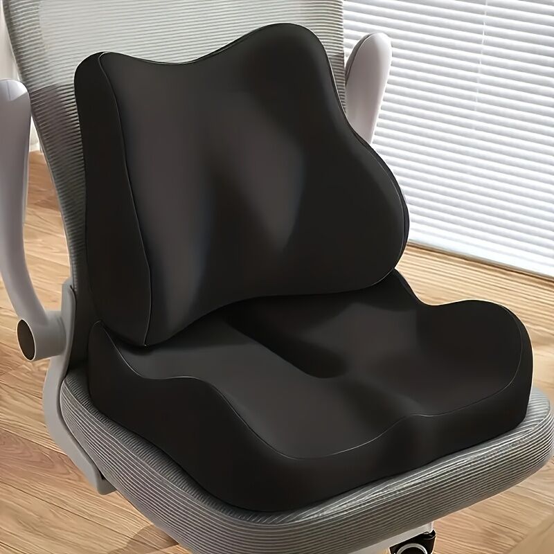 black**Waist Support and Seat Cushion Combo: Scientifically Supports the Back, Breathable and Pressure-Relieving, Comfortable for 8 Hours of Sitting** - Image 2