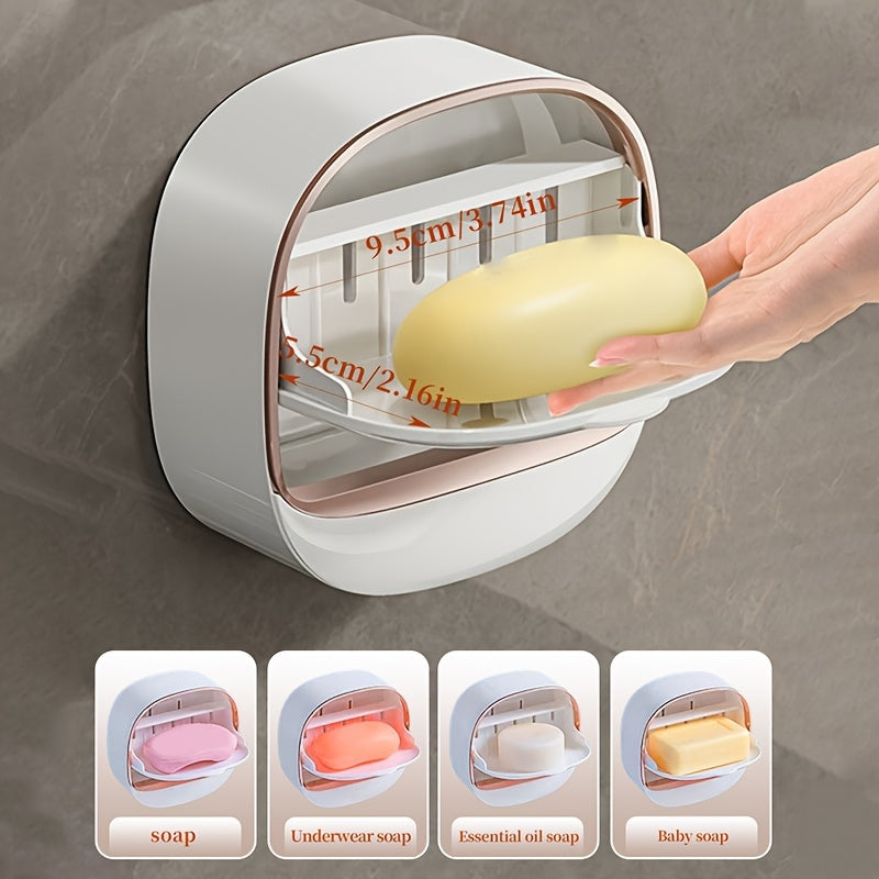 No-Drill High-End Drain Household Soap Holder, Waterproof ABS Soap Dish Organizer, Suitable for Bathrooms and Shower Rooms, Bathroom Accessory, Ideal Choice for Soap Dish and Soap Holder(LIGHT GREEN) - Image 4